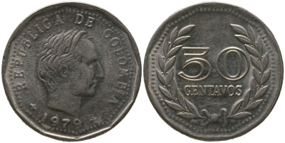 Колумбия 50 сентаво 1979 KM 244 сталь плакированная никелем 4529-911