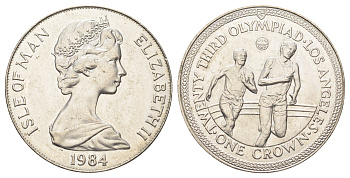 Остров Мэн 1 крона 1984 XXIII летние Олимпийские Игры, Лос-Анджелес 1984 - бег KM 118 медно-никель BU 11-168-44