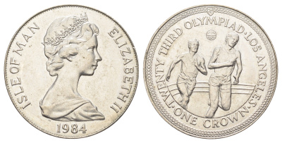 Остров Мэн 1 крона 1984 XXIII летние Олимпийские Игры, Лос-Анджелес 1984 - бег KM 118 медно-никель BU 11-168-44