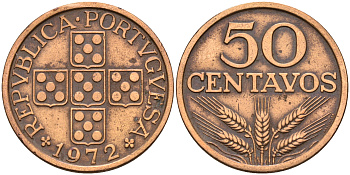 Португалия 50 сентаво 1972  KM 596 бронза    4161-717