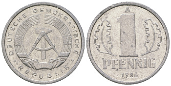 ГДР 1 пфенниг 1986 A KM 8.2 алюминий 4668-1212