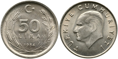 ТУРЦИЯ 50 ЛИР 1984 KM 966 медь никель цинк 29-915