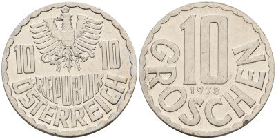 Австрия 10 грошей 1978  KM 2878 алюминий    4160-1265