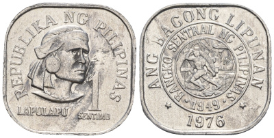 Филиппины 1 сентимо 1976 вождь острова Мактан Лапу-Лапу KM 205 алюминий  UNC  220-1151