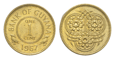 Гайана 1 цент 1967 Республика KM 31 никель латунь UNC 4659-516