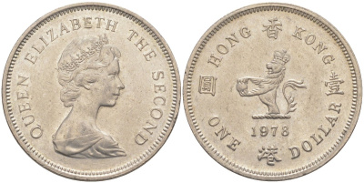 Гонконг 1 доллар 1978 Елизавета II (1952-) KM 43 медно-никель 219-1041
