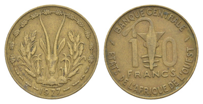 Западная Африка (BCEAO) 10 франков 1977 KM 1a медь алюминий никель 4175-1243