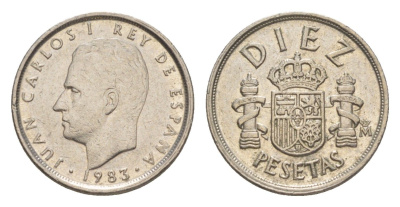 Испания 10 песет 1983 M, Хуан Карлос I (1975-2014) KM 827 медно-никель 4623-1232