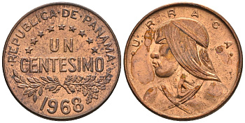 Панама 1 сентесимо 1968  KM 22 бронза  aUNC  4609-842