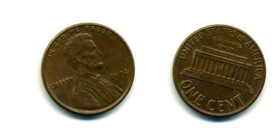 США 1 ЦЕНТ 1974 ЛИНКОЛЬН KM 201 медь цинк 26-523