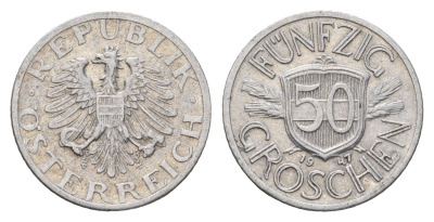 Австрия 50 грошей 1947 KM 2870 алюминий 3856-127