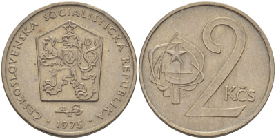 Чехословакия 2 кроны 1975 KM 75 медно-никель 51-4122