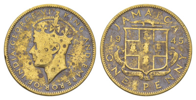 Ямайка 1 пенни 1945 KM 32 никель латунь 4628-534