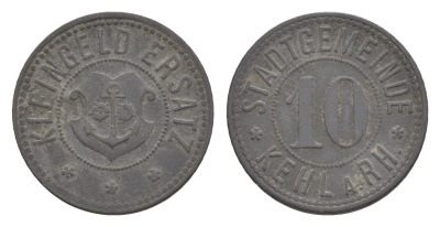 Кель-на-Рейне 10 пфеннигов ND Funck 235.4, Men18 16127.3 цинк 4636-1068