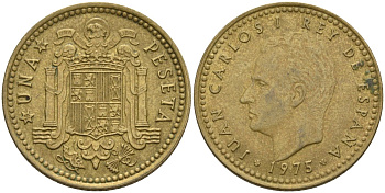 Испания 1 песета 1975 (76) Хуан Карлос I (1975-2014) KM 806 алюминиевая бронза 4604-152