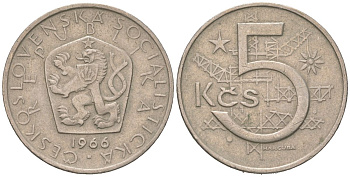 Чехословакия 5 крон 1966 KM 60 медно-никель 190-825