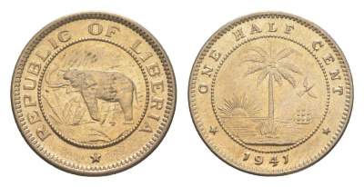 Либерия 1/2 цента 1941 KM 10a медь никель UNC 4614-964