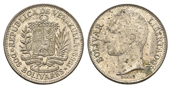 Венесуэла 2 боливара 1989 Симон Боливар Y 43a сталь плакированная никелем 4662-944
