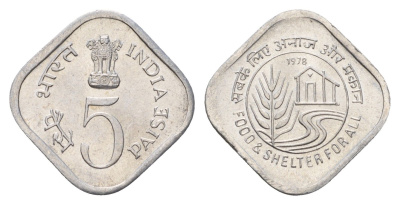 Индия 5 пайс 1978 ФАО - Еда и кров для всех KM 21 алюминий UNC 4158-562