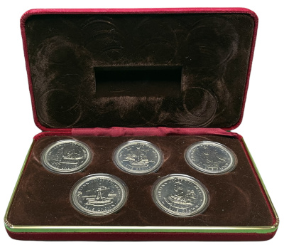 Остров Мэн набор из 5 монет по 1 кроне 1979 1000-летие парламента Тинвальда, в коробке KM 46, 47, 48, 49 , 50 медно-никель UNC 1-6-1-01