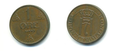 НОРВЕГИЯ 1 ЭРЕ 1940 KM 367 бронза 04-1022