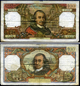 Франция 100 франков 1967 Pick 149 b бумага 7457-10-1-2