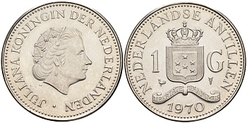 Нидерландские Антилы 1 гульден 1970 Юлиана (1948-1980) KM 12 никель 4141-1254