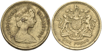 Великобритания 1 фунт 1983 Елизавета II (1952-2022) KM 933, Spink 4221 никель латунь 81-913