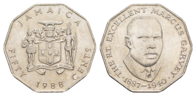 Ямайка 50 центов 1988 KM 65 медно-никель UNC 4634-721