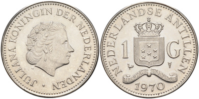 Нидерландские Антилы 1 гульден 1970 Юлиана (1948-1980) KM 12 никель 4141-1254