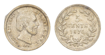 Нидерланды 5 центов 1876 Виллем III (1849-1890) KM 91 серебро 5010-524