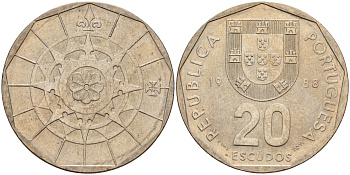 Португалия 20 эскудо 1988  KM 634 медно-никель    4601-1055