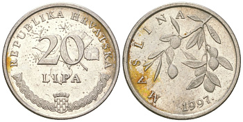 Хорватия 20 лип 1997 нечетный год KM 7 сталь плакированная никелем    4124-1244