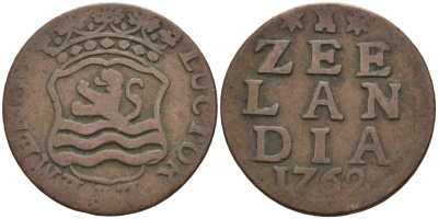 Зеландия (Zeeland), Нидерланды 1 дуит 1762 KM 81 медь 4577-147