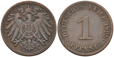 Германия 1 пфенниг 1895 J KM 10, J. 10 медь    4594-1235