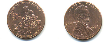 США 1 ЦЕНТ 2009 ЛИНКОЛЬН В ЮНОСТИ KM NEW цинк плакированный медью UNC 179-613