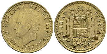 Испания 1 песета 1975 (76) Хуан Карлос I (1975-2001) KM 806 алюминиевая бронза 85-712