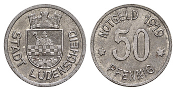 Люденшайд 50 пфеннигов 1919 Funck 309.5, Men18 19762.3 железо 5010-812