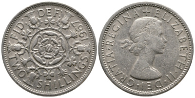 Великобритания 2 шиллинга (флорин) 1967 Елизавета II (1952-2022) KM 906, Spink 4146 медно-никель 59-1822