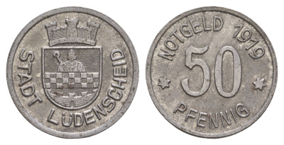 Люденшайд 50 пфеннигов 1919 Funck 309.5, Men18 19762.3 железо 5010-812