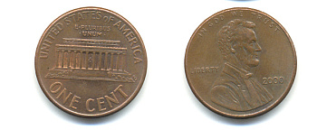 США 1 ЦЕНТ 2000 ЛИНКОЛЬН KM 201b цинк плакированный медью 86-423