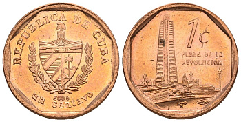Куба 1 сентаво 2006 KM 33.3, Y 27, Schoen A31 алюминий 4115-453