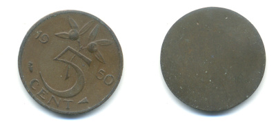 НИДЕРЛАНДЫ 5 ЦЕНТОВ 1950 ЮЛИАНА KM 181 бронза 83-844