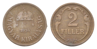 Венгрия 2 филлера 1934 BP KM 506 бронза 4665-441