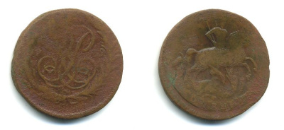 РОССИЯ 1 КОПЕЙКА 1759 медь 61-557