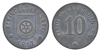 Донауэшинген 10 пфеннигов 1917 Funck 101.1, Men05 5322.1, Men18 6665.1 цинк 4636-1141
