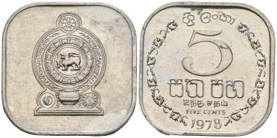 Шри-Ланка 5 центов 1978 KM 139a алюминий 4136-631