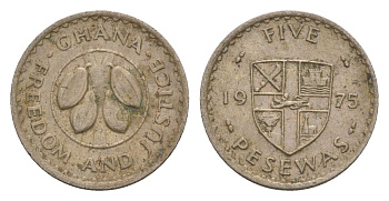 Гана 5 песев 1975 KM 15 медно-никель 4655-736