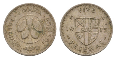 Гана 5 песев 1975 KM 15 медно-никель 4655-736
