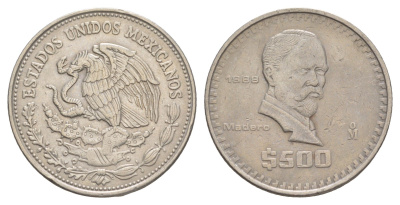 Мексика 500 песо 1988 Мо, Франсиско Игнасио Мадеро KM 529 медно-никель 4634-335